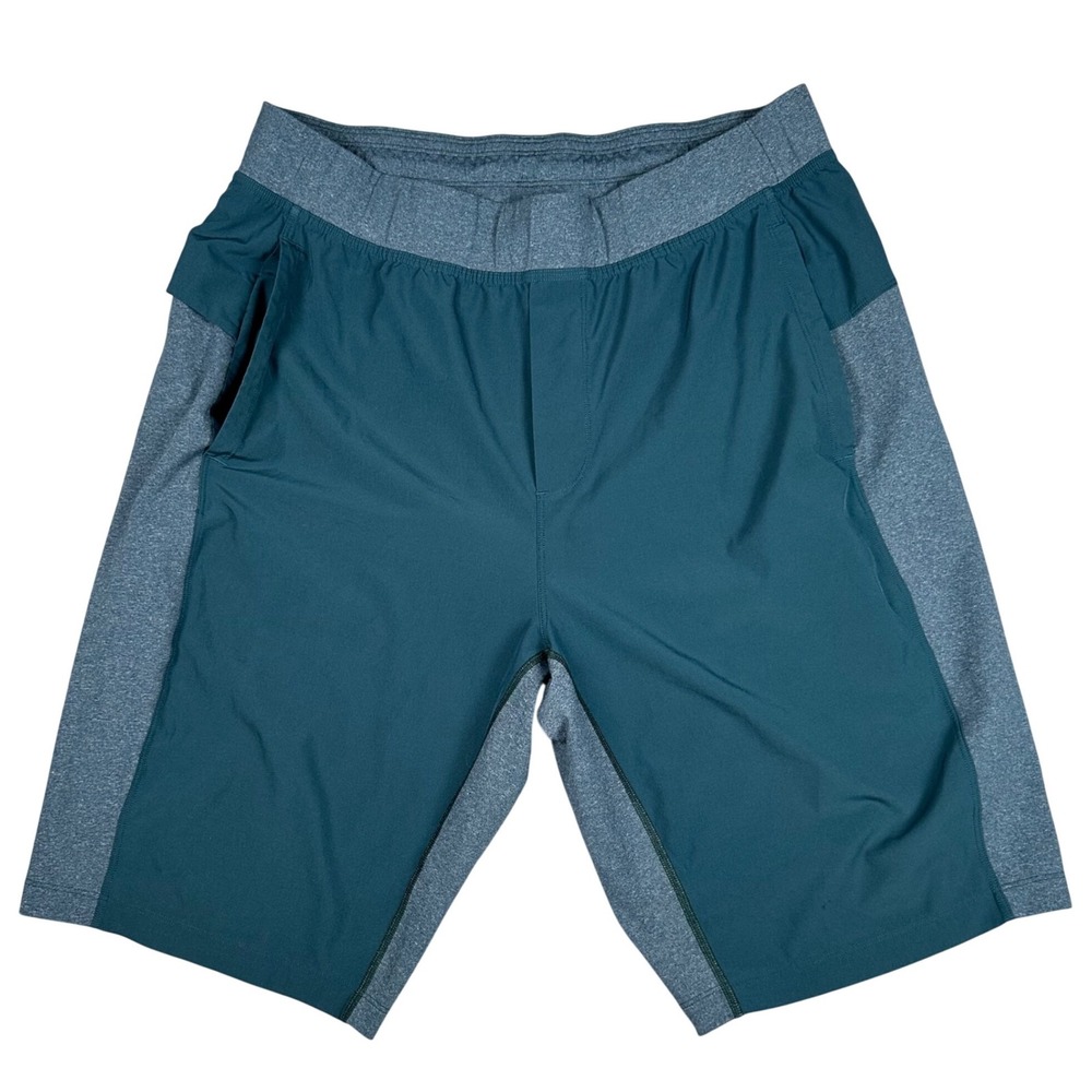 Lululemon T.H.E. Shorts Linerless 11" Men XL Teal Gray Training Athletic Fitness